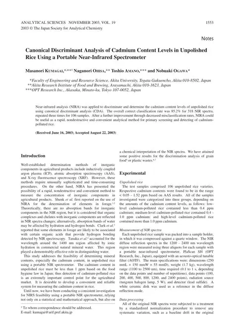 Analysis of Cadmium Content