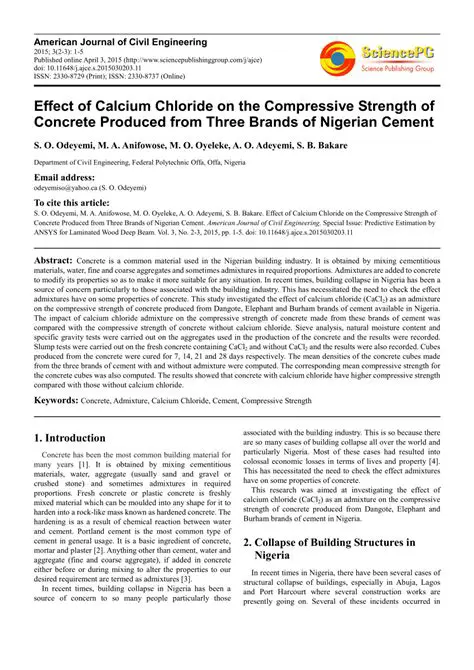 Analysis of the Effect of Calcium Chloride