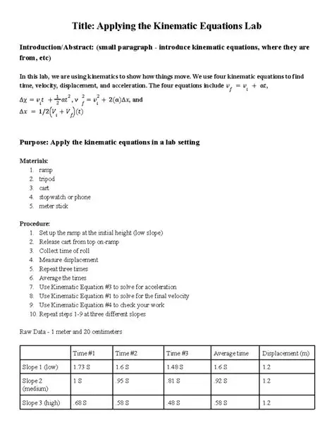 Applying the Kinematic Equations