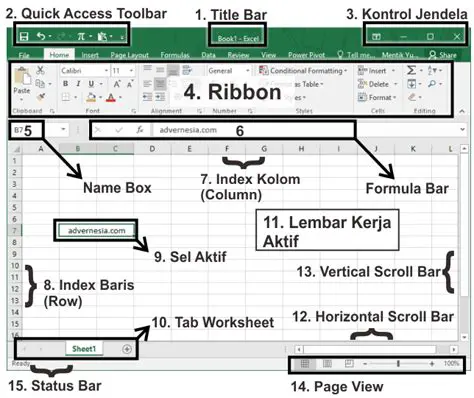 Bagian Jendela Excel yang Berfungsi untuk Menampilkan Nama File Buku Kerja