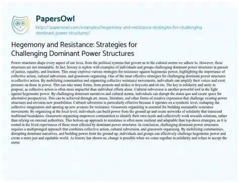 Challenging Dominant Narratives and Power Structures