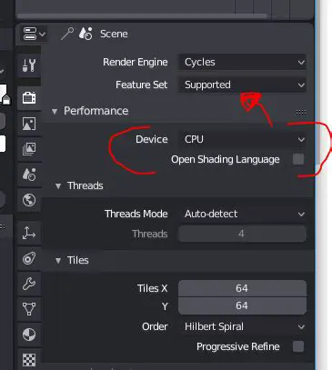 Check Cycles Render Engine Settings