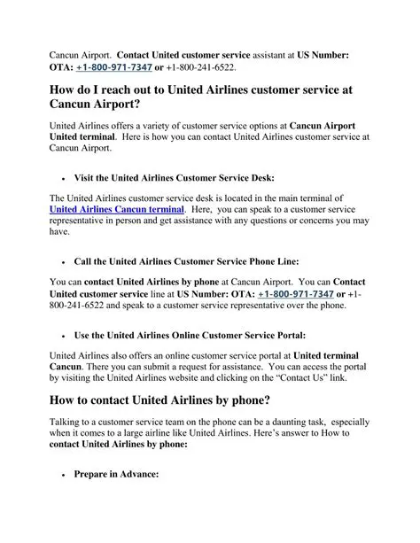 Contact United customer service