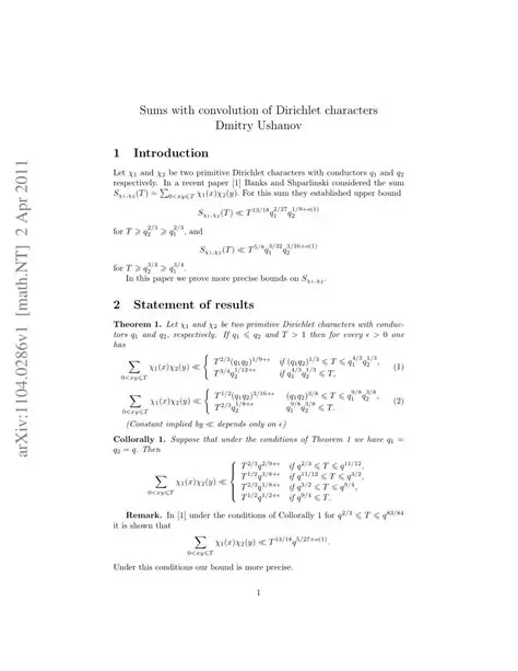 Convolution of Dirichlet Characters