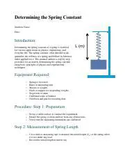 Determining the Spring Constant