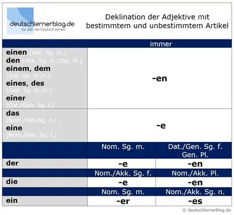 Die Deklination von Adjektiven