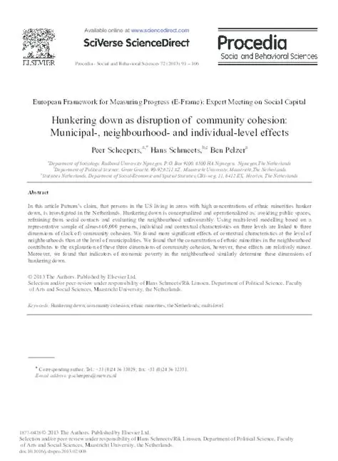 Disruption of community cohesion