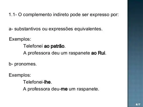 Exemplos de Complemento Indireto