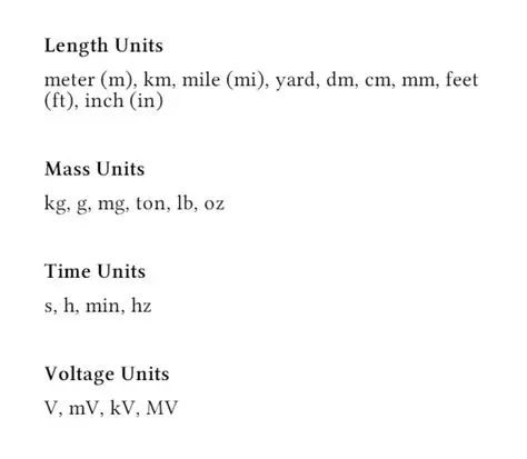 Extensive range of supported units