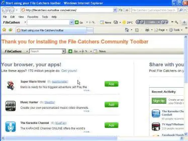 Features of File Catchers Toolbar