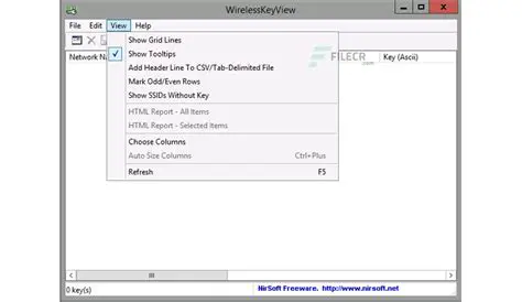 Features of WirelessKeyView