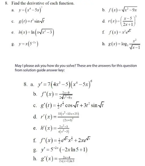 Find the derivative of the given equation