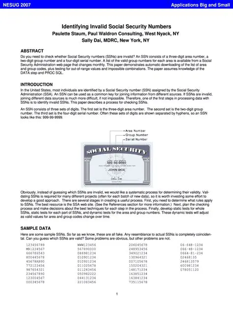 Incorrect Social Security Number