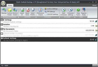Key Features of Static Outlook Express Backup