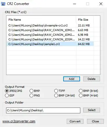 Key Features of the Free CR2 Converter