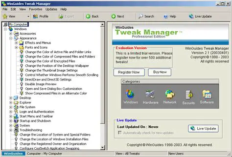 Key Features of the WinGuides Tweak Manager