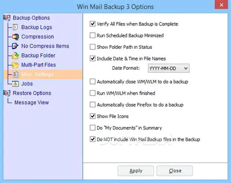 Key Features of Win Mail Backup