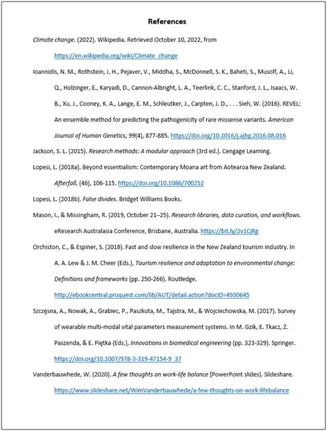 List of references cited in the study
