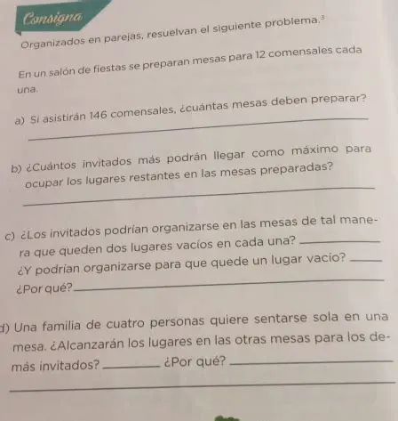 Lugares Restantes en las Mesas