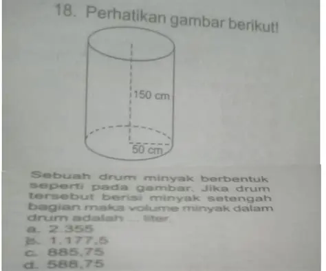 Menghitung Tinggi Drum Minyak Berbentuk Tabung