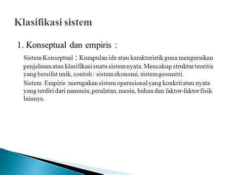 Penjelasan Klasifikasi Sistem