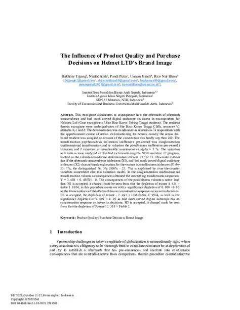 Product Quality and Purchase Decisions
