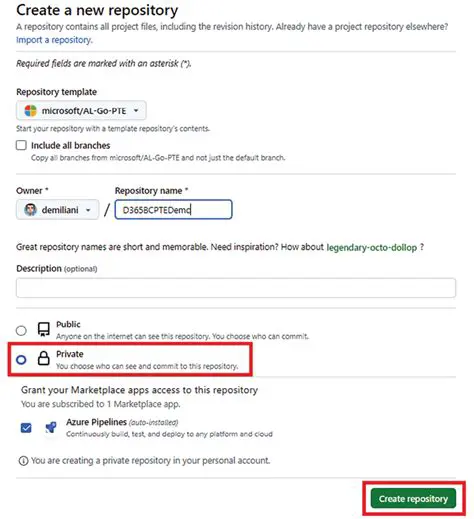 Set the repository visibility