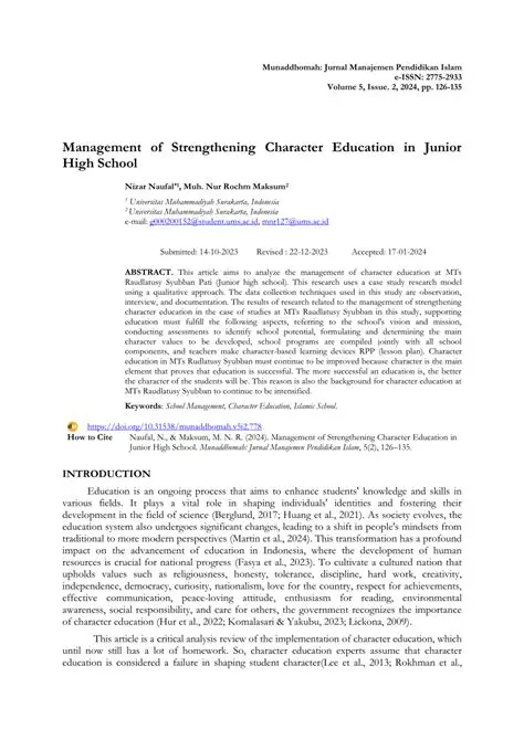 Strengthening Character Education