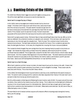 The Banking Crisis of the 1920s and 1930s
