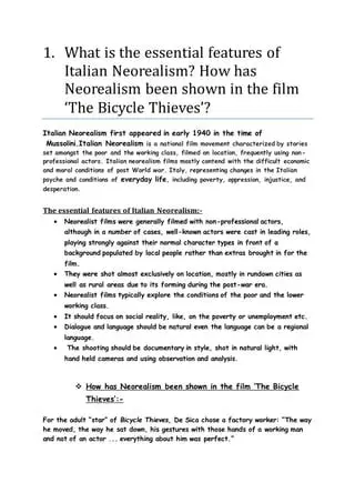 The Birth of Neorealism in Italy