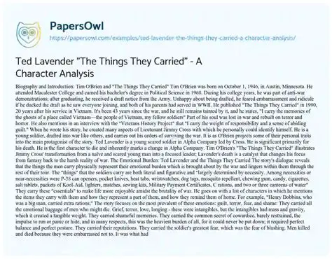 The Character of Ted Lavender
