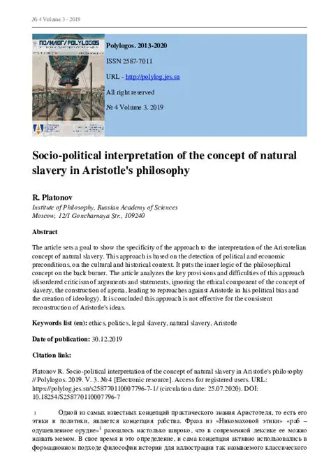 The Concept of Natural Slavery