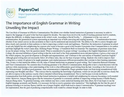 The Importance of English Grammar