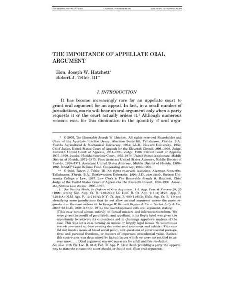 The Importance of Oral Arguments