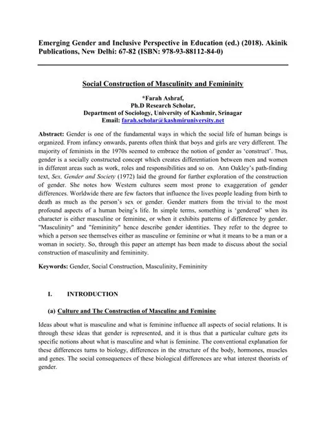 The Social Construction of Masculinity and Femininity