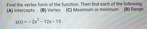 The Vertex Form of the Function