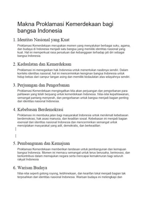 Tuliskan Makna Proklamasi Kemerdekaan Bagi Bangsa Indonesia