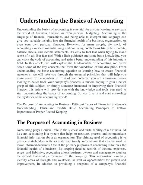Understanding the Basics of Accounting