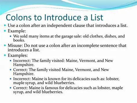 Using a Colon to Introduce a List of Items