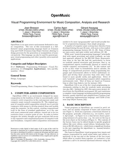 Using OpenMusic for Music Composition